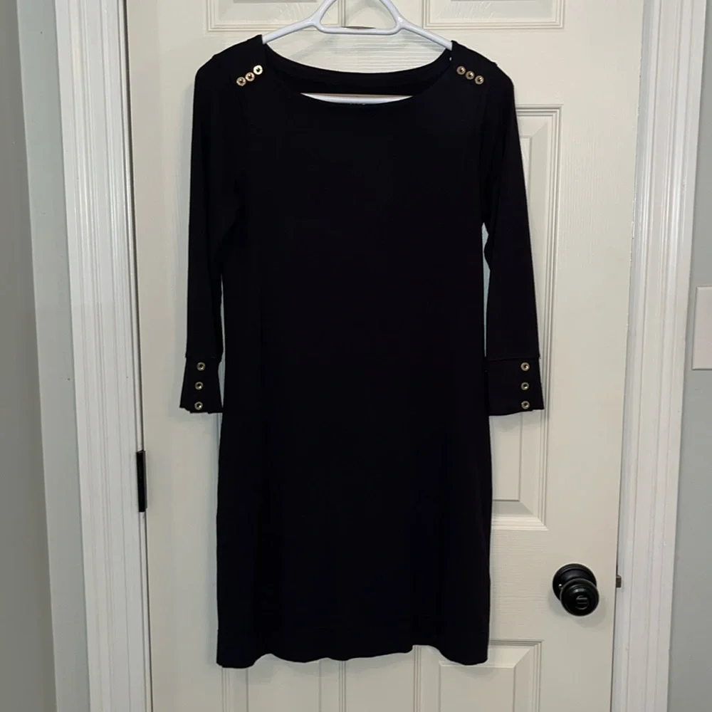 Lilly Pulitzer Black‎ 3/4 Sleeves Sophie Dress Sz Small UPF 50+ Sun Protection